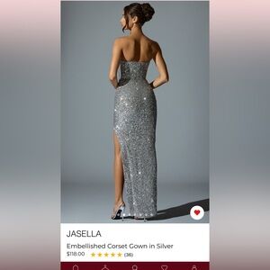 Oh Polly Silver Strapless Dress